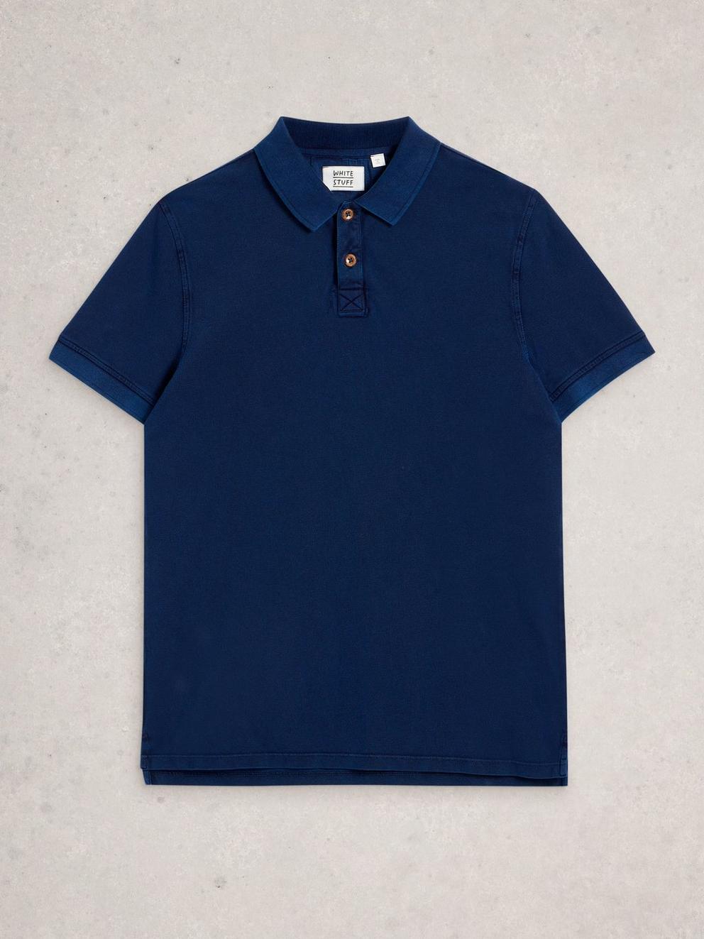 Utility Short Sleeve Polo in DEEP BLUE - FLAT FRONT