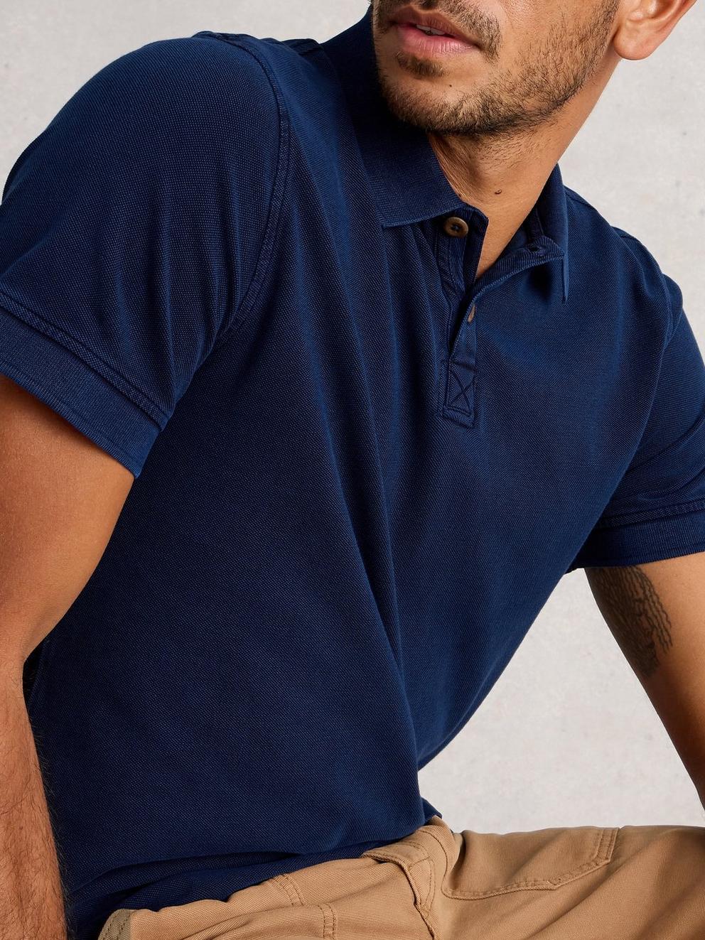 Utility Short Sleeve Polo in DEEP BLUE - LIFESTYLE