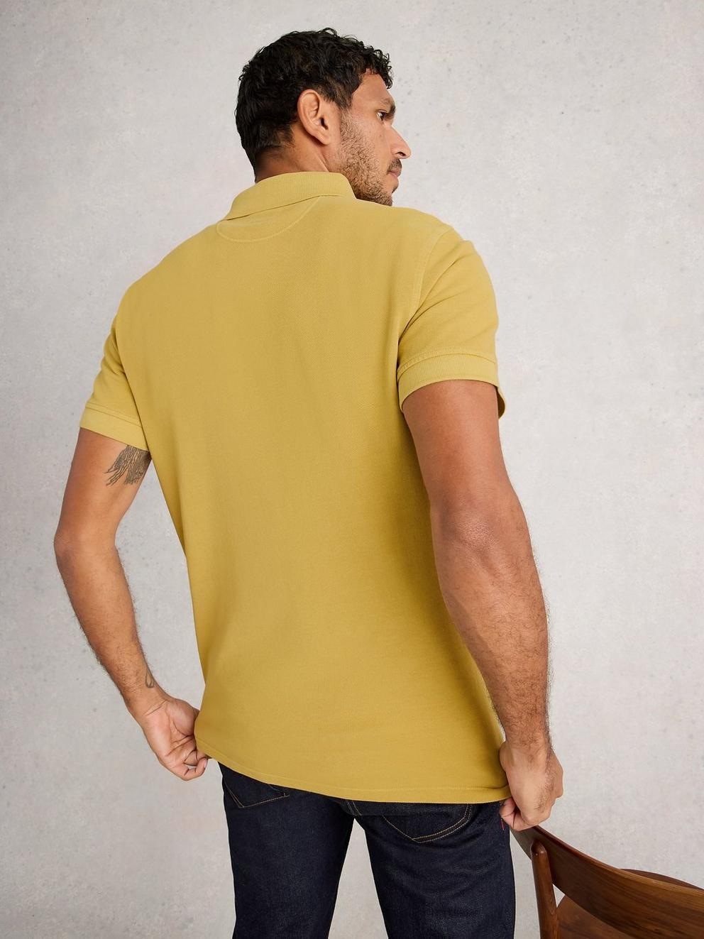 Utility Short Sleeve Polo in DP YELLOW - MODEL BACK