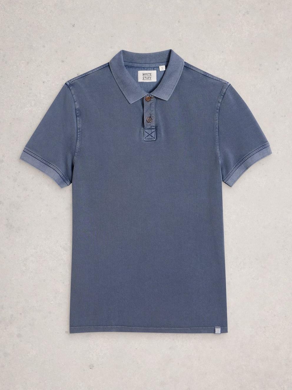 Utility Short Sleeve Polo in DUS BLUE - FLAT FRONT