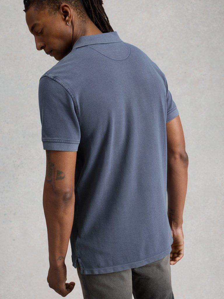 Utility Short Sleeve Polo in DUS BLUE - MODEL BACK