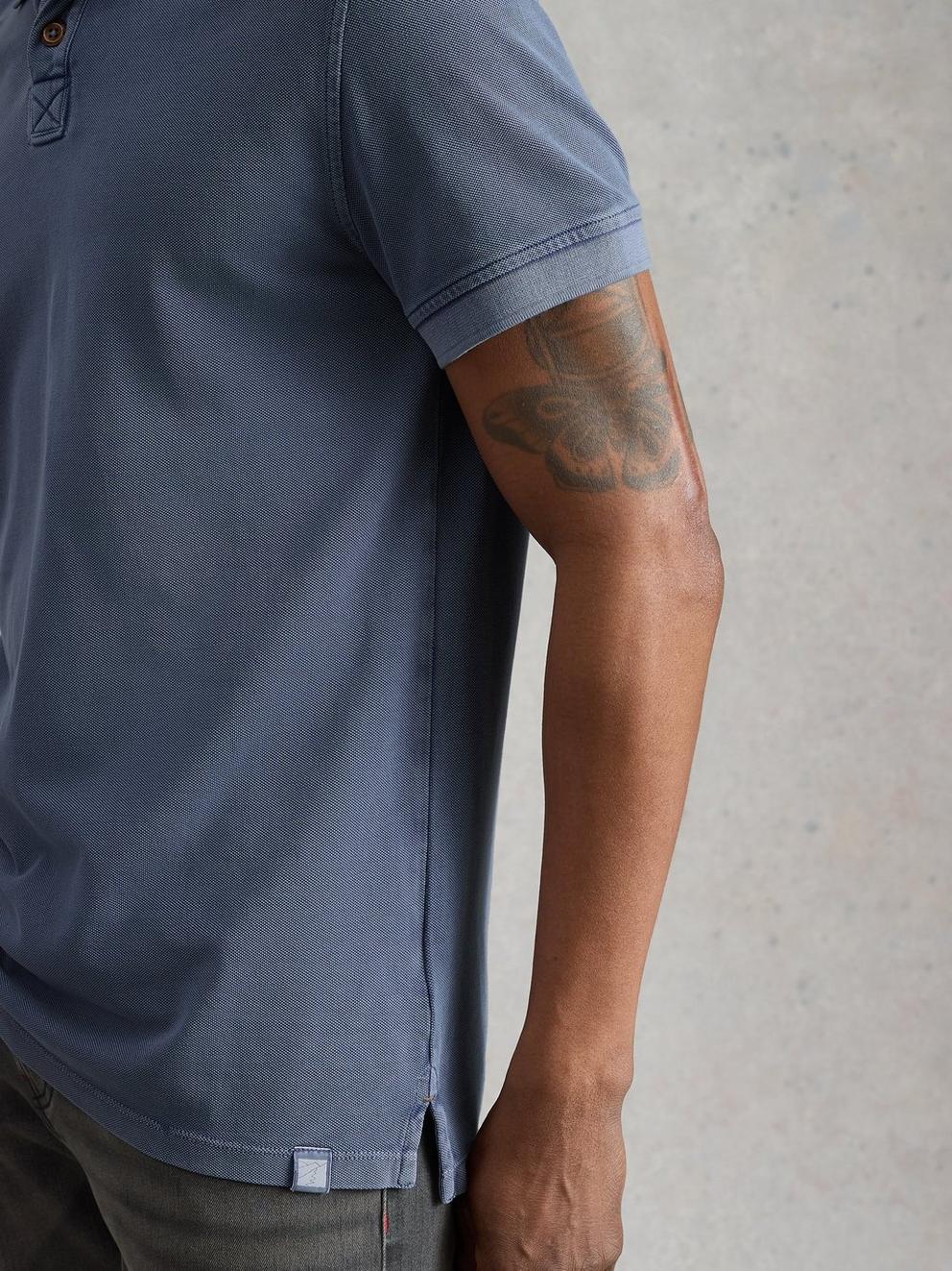Utility Short Sleeve Polo in DUS BLUE - MODEL DETAIL
