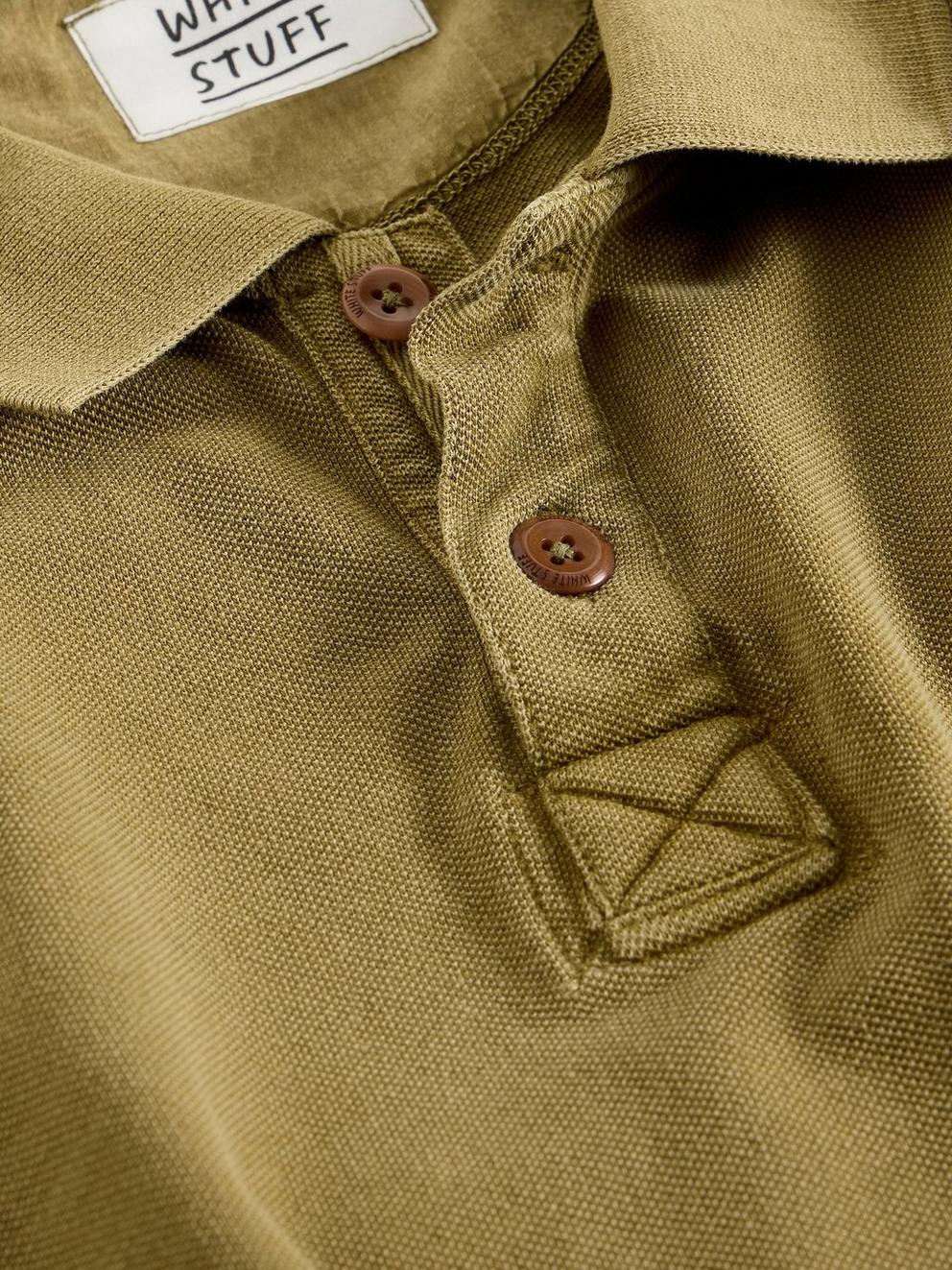 Utility Short Sleeve Polo in KHAKI GRN - FLAT DETAIL