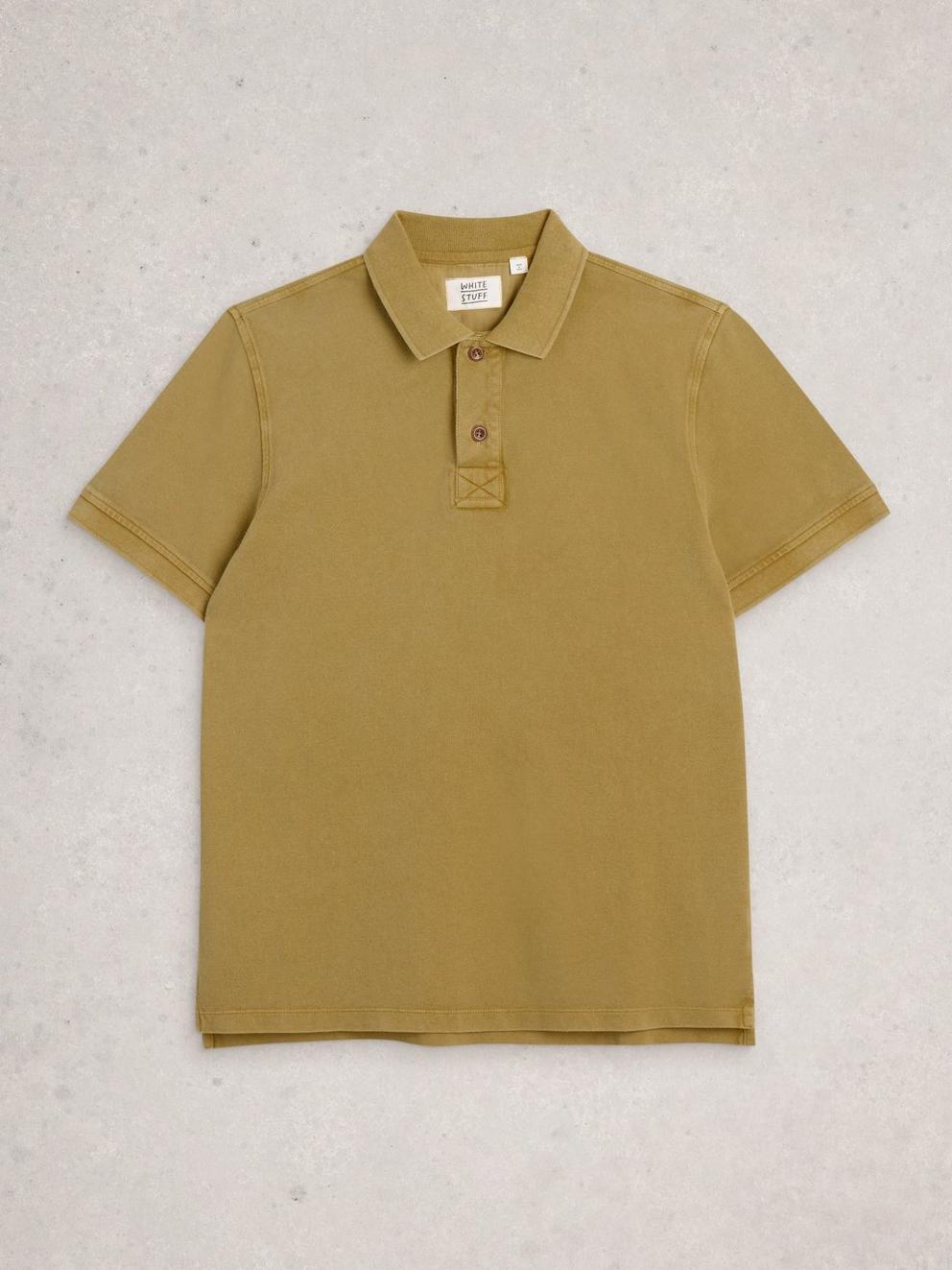Utility Short Sleeve Polo in KHAKI GRN - FLAT FRONT