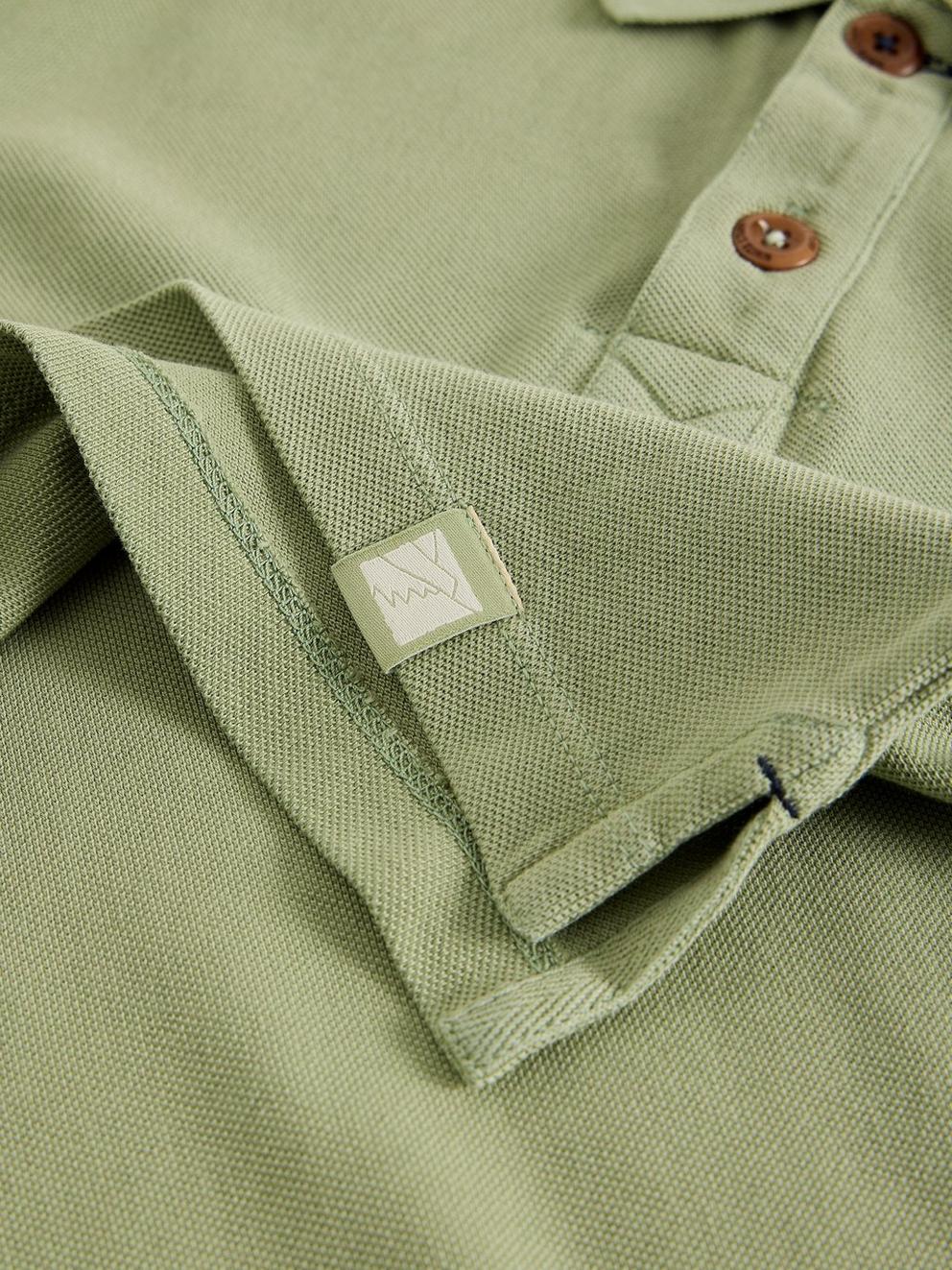 Utility Short Sleeve Polo in LGT GREEN - FLAT DETAIL