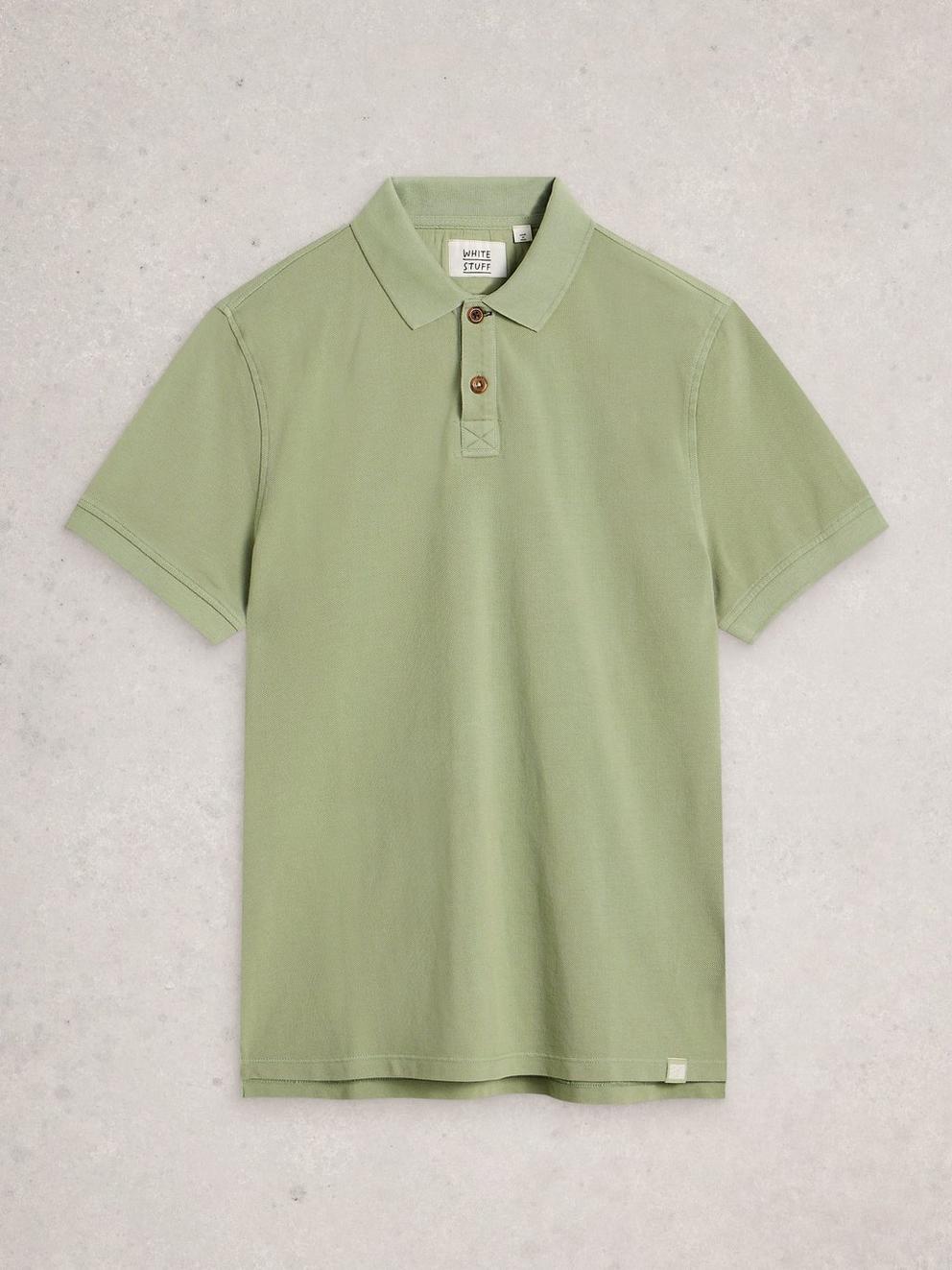 Utility Short Sleeve Polo in LGT GREEN - FLAT FRONT