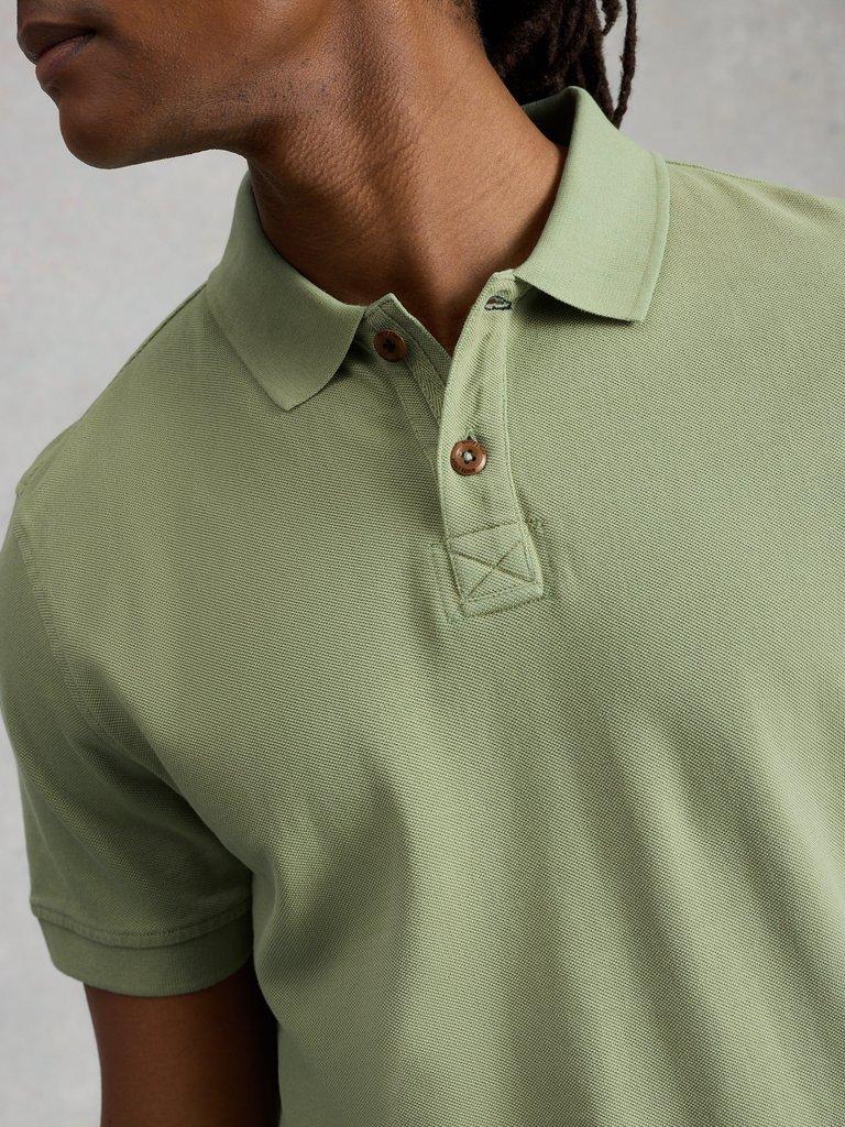 Utility Short Sleeve Polo in LGT GREEN - MODEL DETAIL