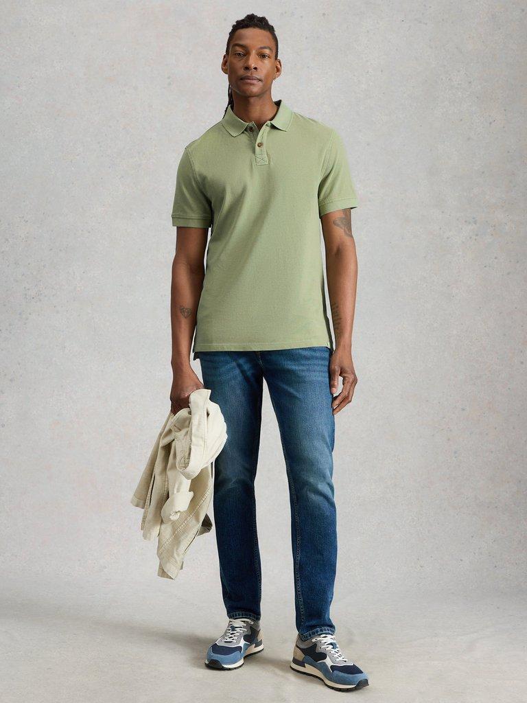 Utility Short Sleeve Polo in LGT GREEN - MODEL FRONT