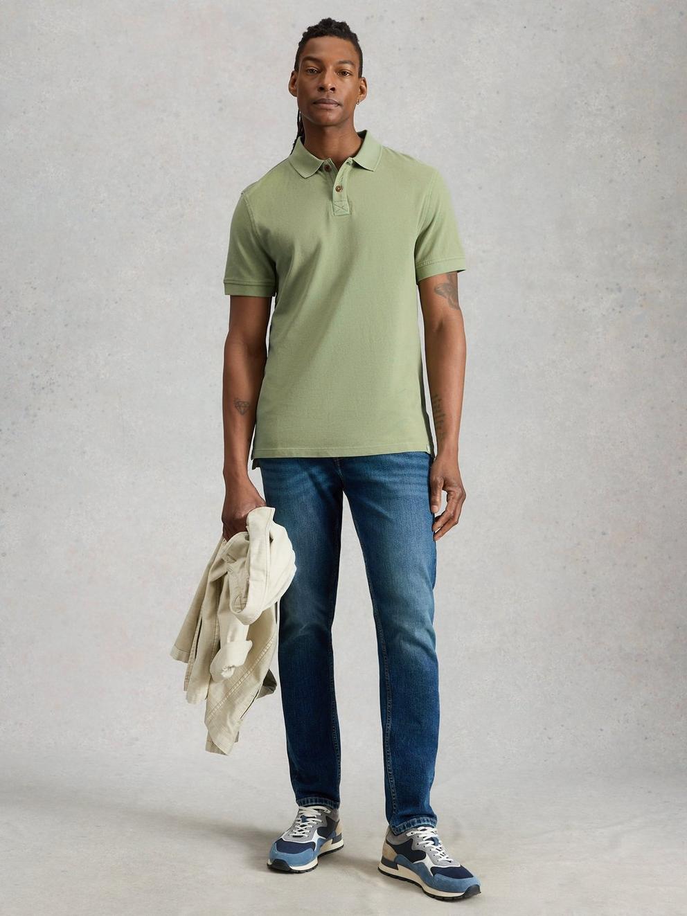 Utility Short Sleeve Polo in LGT GREEN - MODEL FRONT