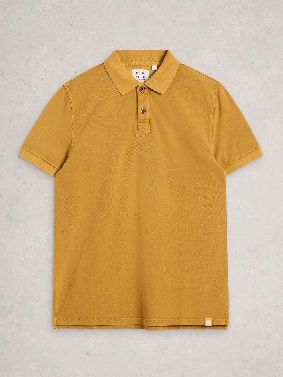 Utility Short Sleeve Polo in MID TAN - FLAT FRONT