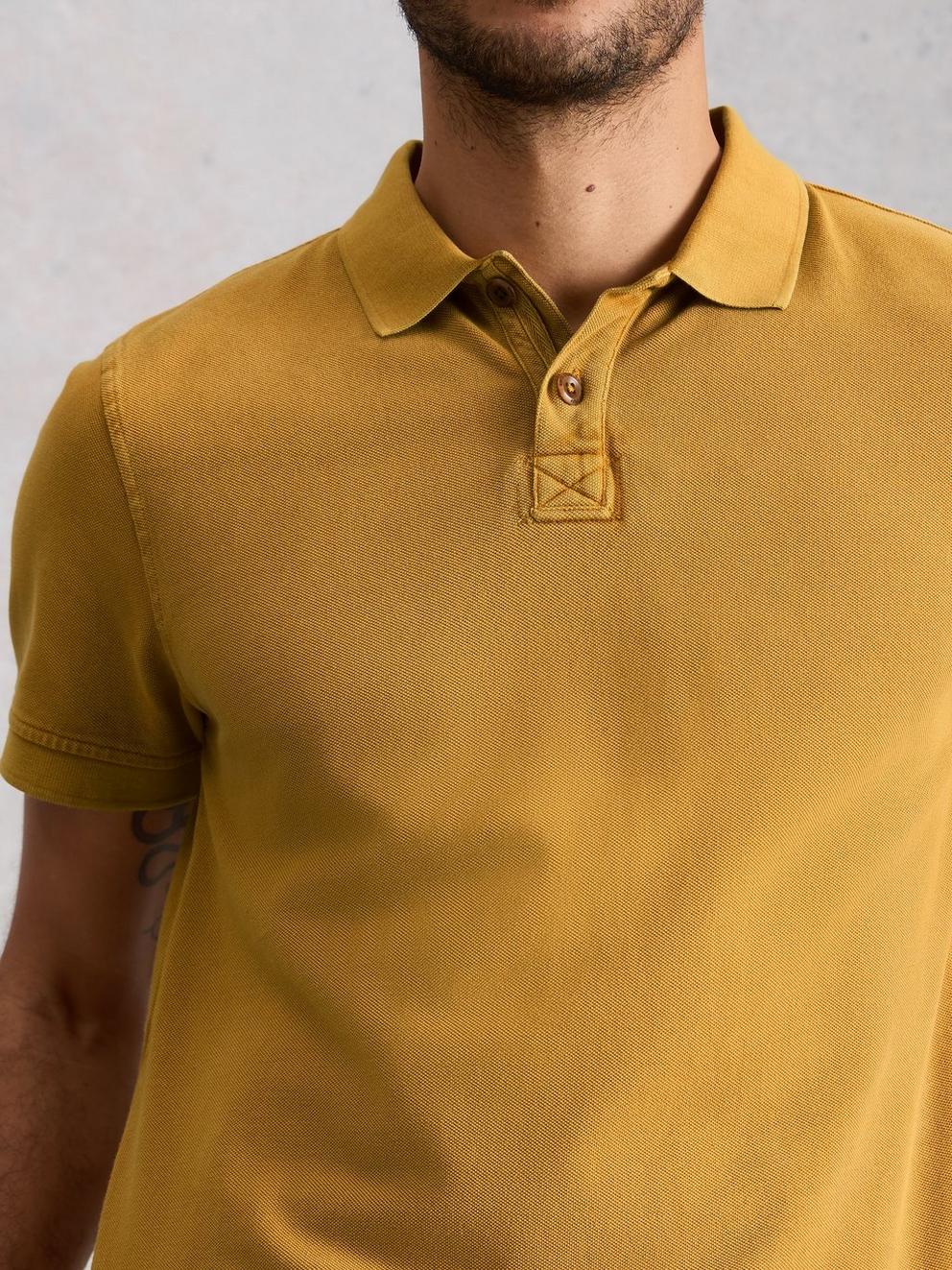 Utility Short Sleeve Polo in MID TAN - MODEL DETAIL