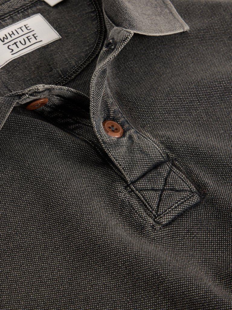 Utility Short Sleeve Polo in WASHED BLK - FLAT DETAIL