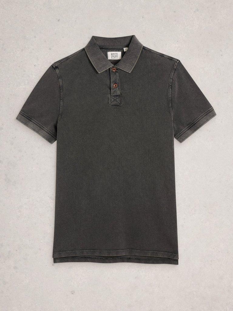 Utility Short Sleeve Polo in WASHED BLK - FLAT FRONT