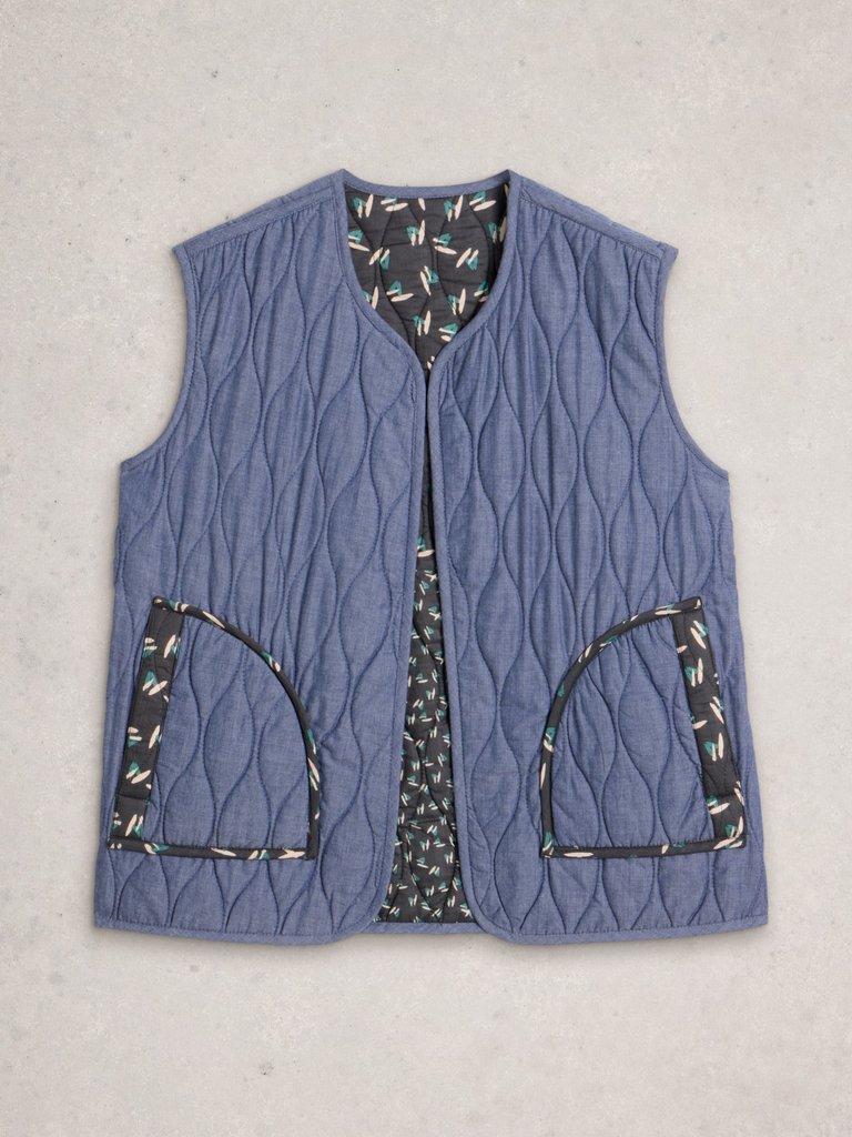 Carla Printed Gilet in BLUE MLT - FLAT BACK