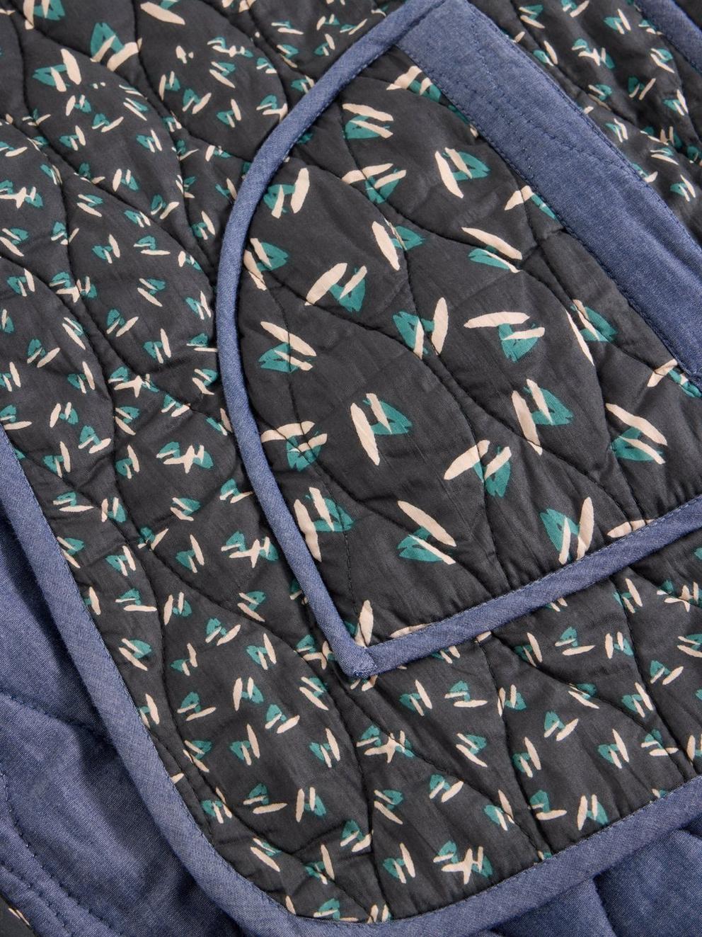 Carla Printed Gilet in BLUE MLT - FLAT DETAIL