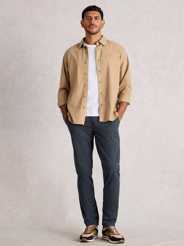 Sutton Organic Slim Chino in DARK NAVY - MODEL FRONT