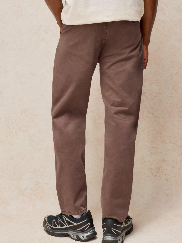 Sutton Organic Slim Chino in DK BROWN - MODEL BACK
