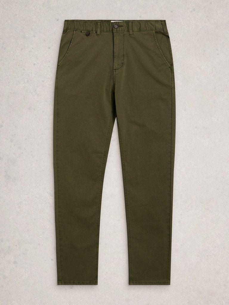 Sutton Organic Slim Chino in KHAKI GRN - FLAT FRONT
