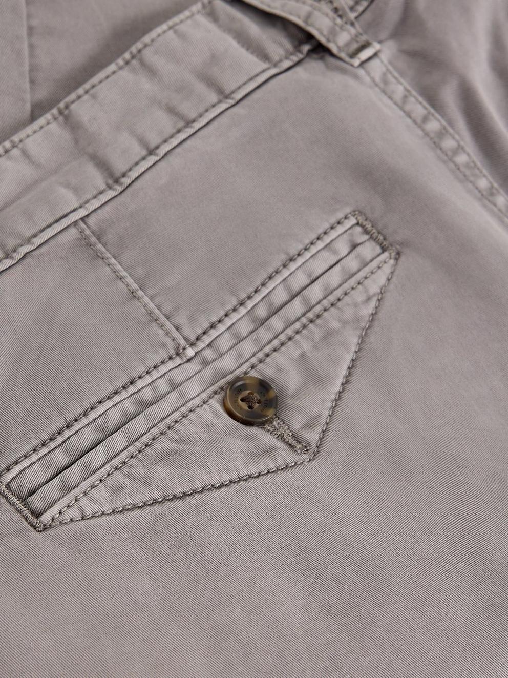 Sutton Organic Slim Chino in LGT GREY - FLAT DETAIL