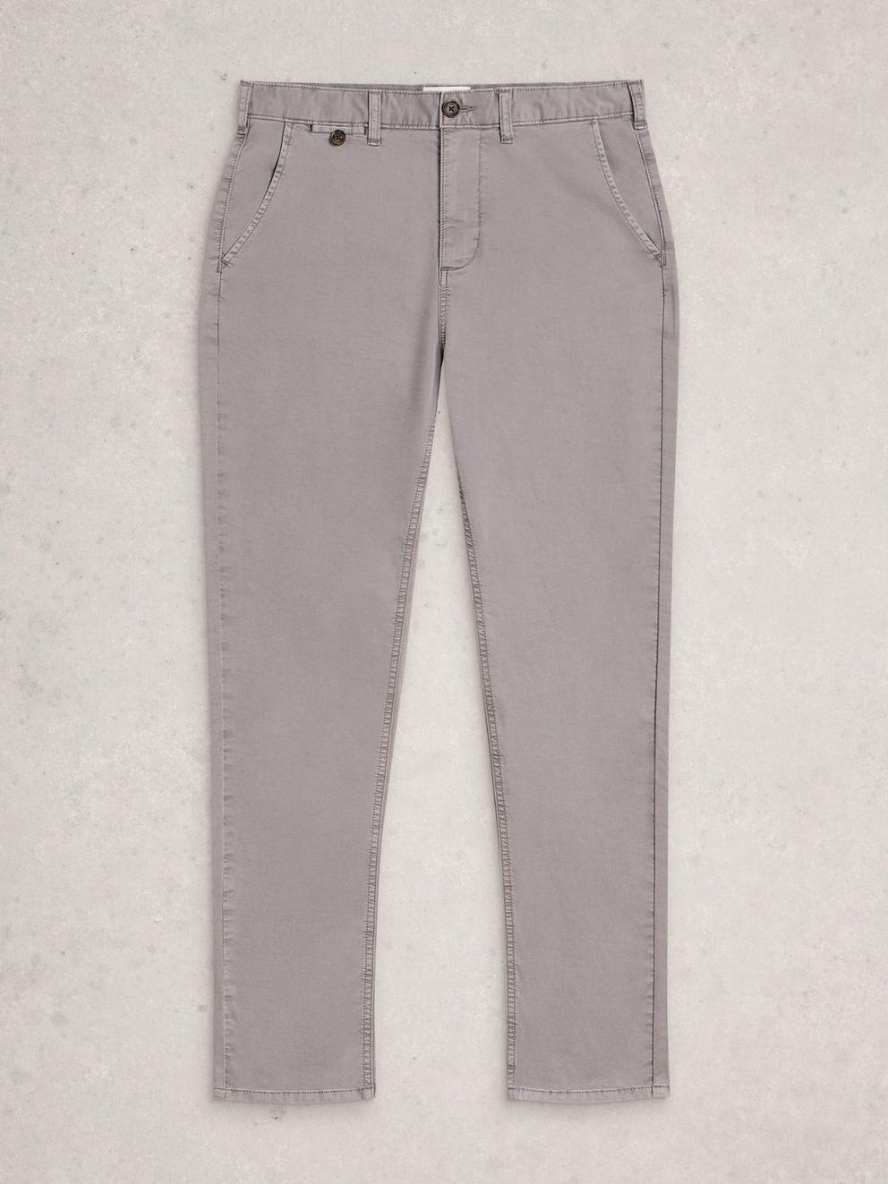 Sutton Organic Slim Chino in LGT GREY - FLAT FRONT