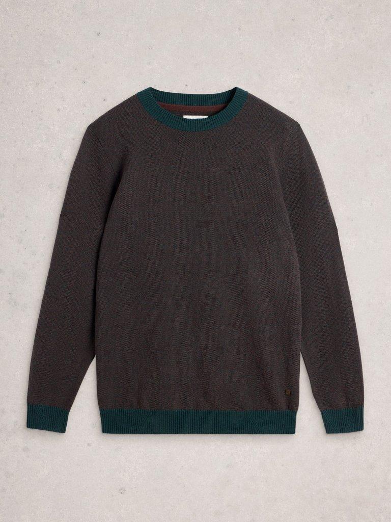 Newport Merino Jacquard Crew in GREEN MLT - FLAT FRONT