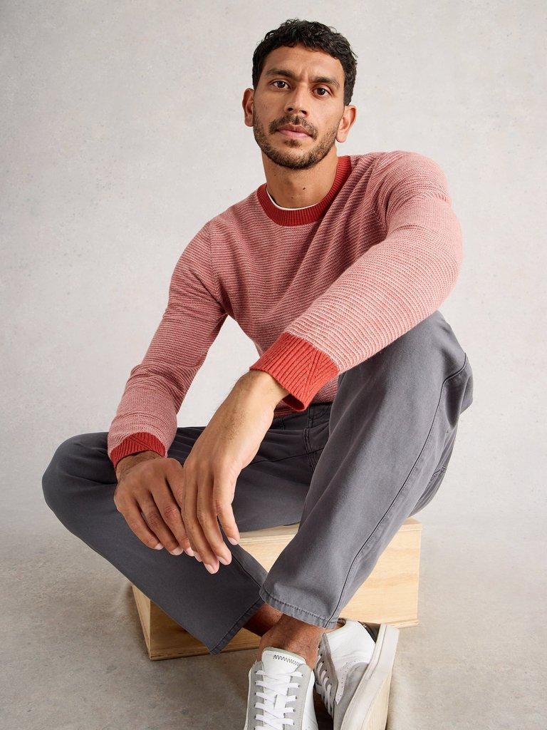 Newport Merino Jacquard Crew in ORANGE MLT - LIFESTYLE