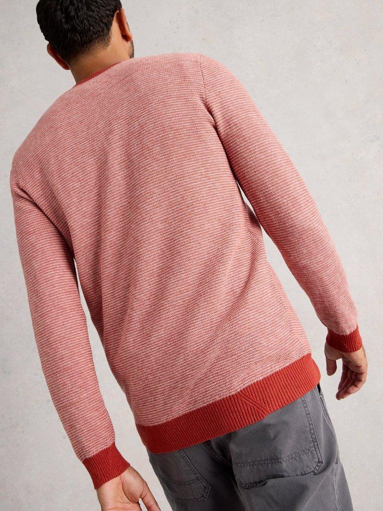 Newport Merino Jacquard Crew in ORANGE MLT - MODEL BACK