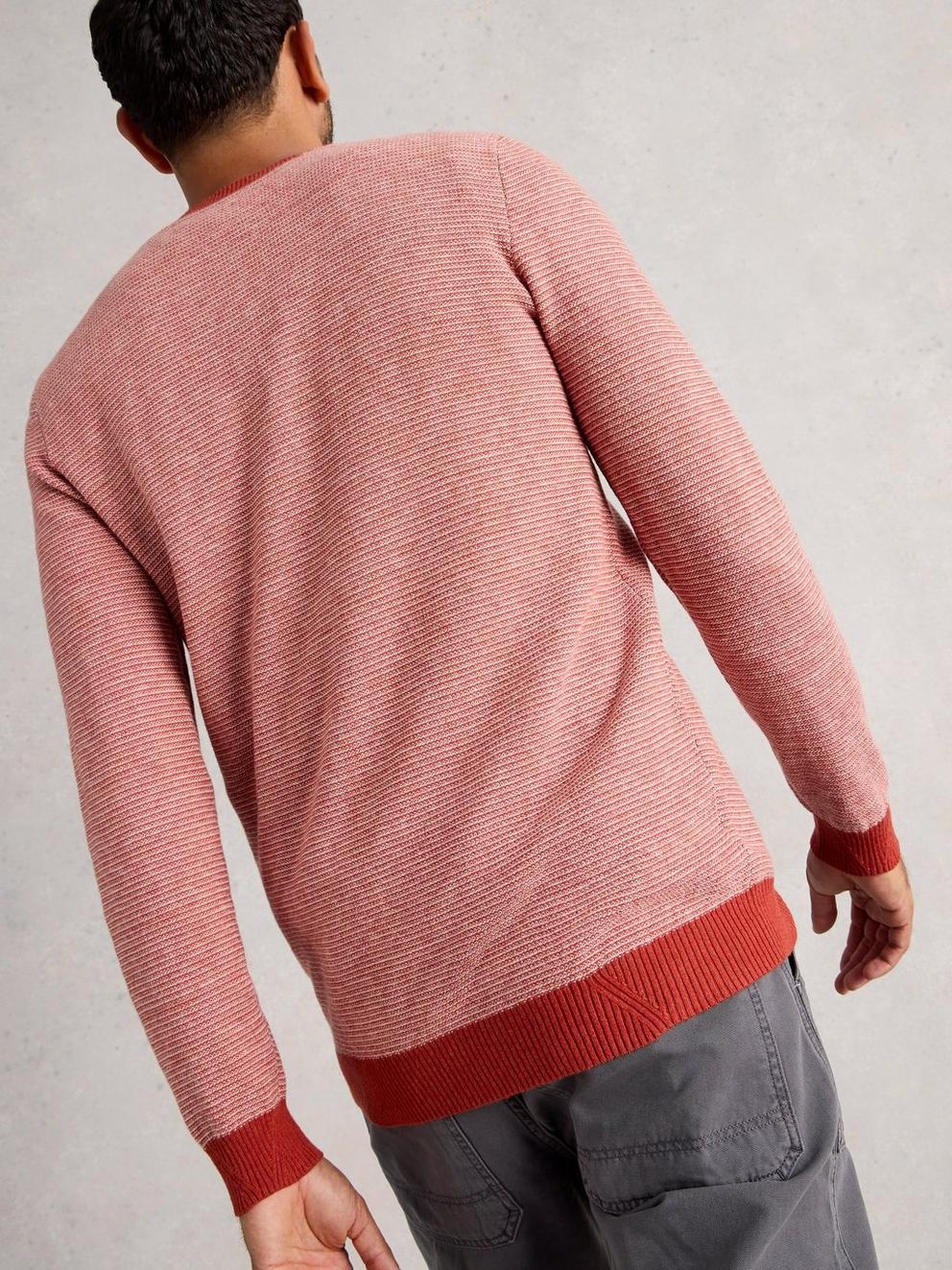 Newport Merino Jacquard Crew in ORANGE MLT - MODEL BACK