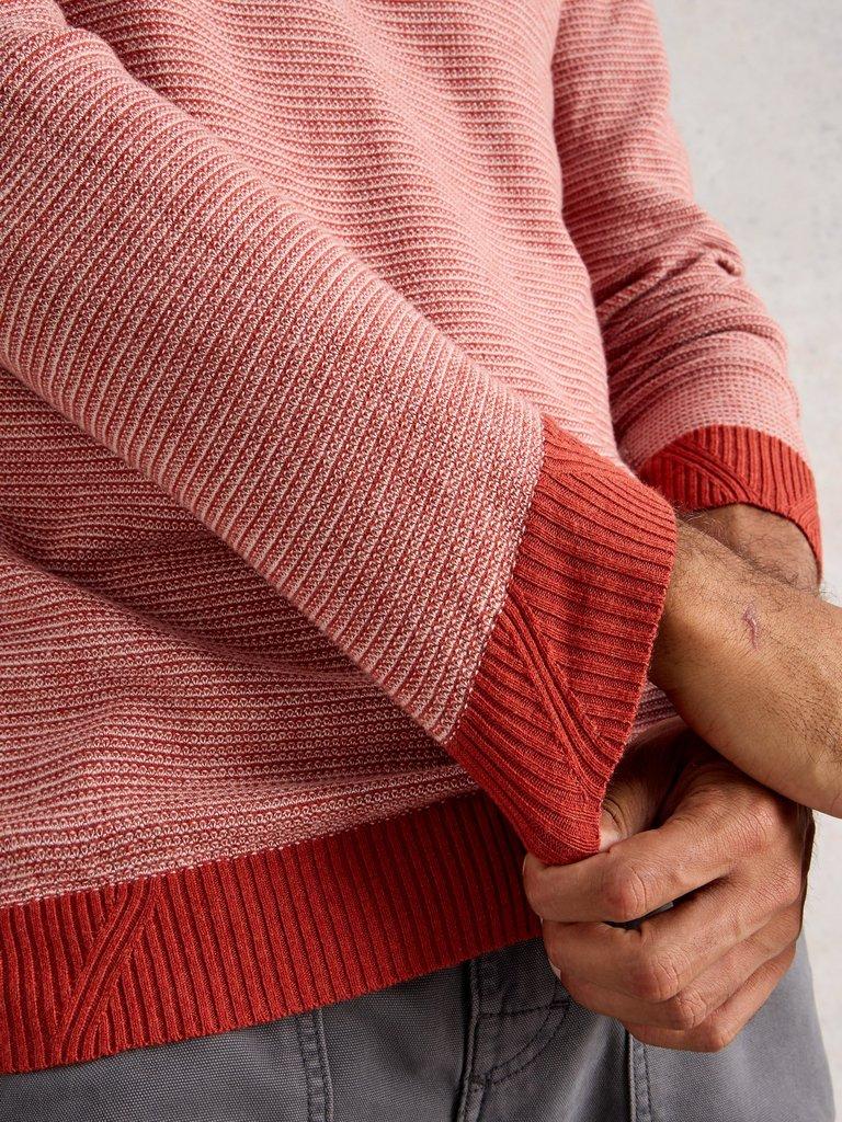 Newport Merino Jacquard Crew in ORANGE MLT - MODEL DETAIL