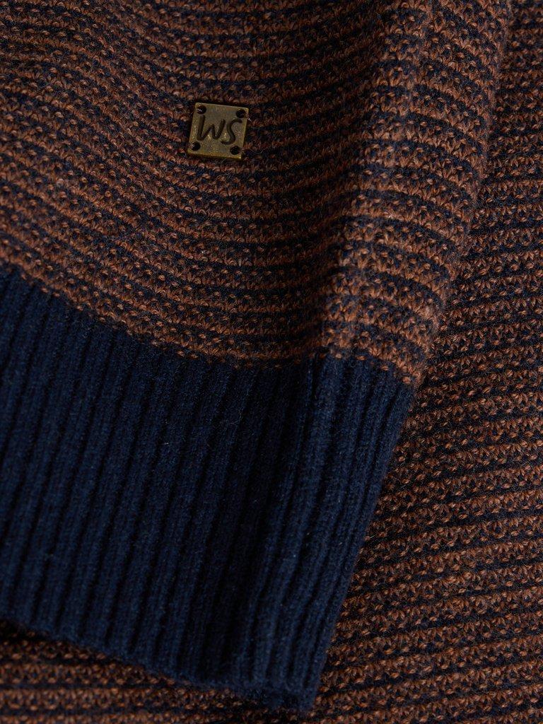 Newport Merino Jacquard Long Sleeve Funnel in BROWN MLT - FLAT DETAIL