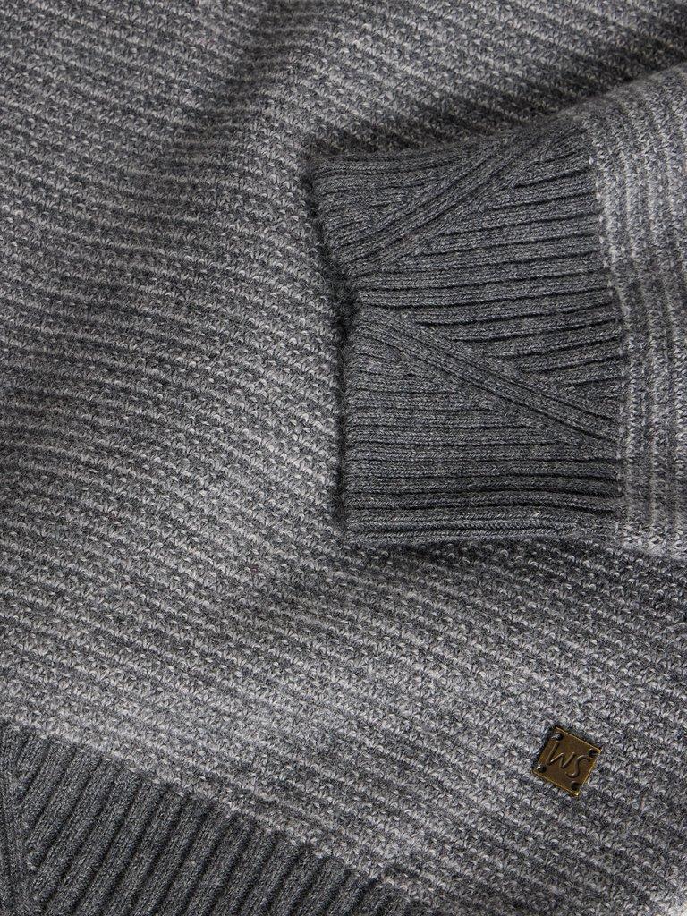 Newport Merino Jacquard Long Sleeve Funnel in GREY MLT - FLAT DETAIL