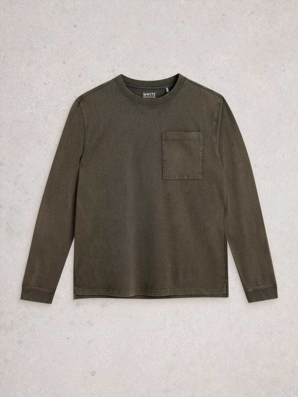 Accleton Crew Neck Tee in KHAKI GRN - FLAT FRONT