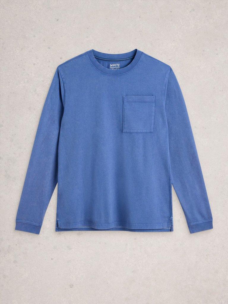 Accleton Crew Neck Tee in MID BLUE - FLAT FRONT