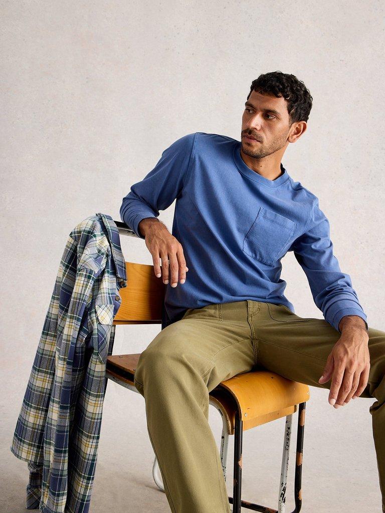 Accleton Crew Neck Tee in MID BLUE - LIFESTYLE