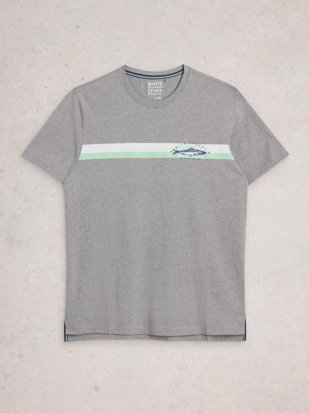 Abersoch Graphic Fish Stripe in GREY PR - FLAT FRONT