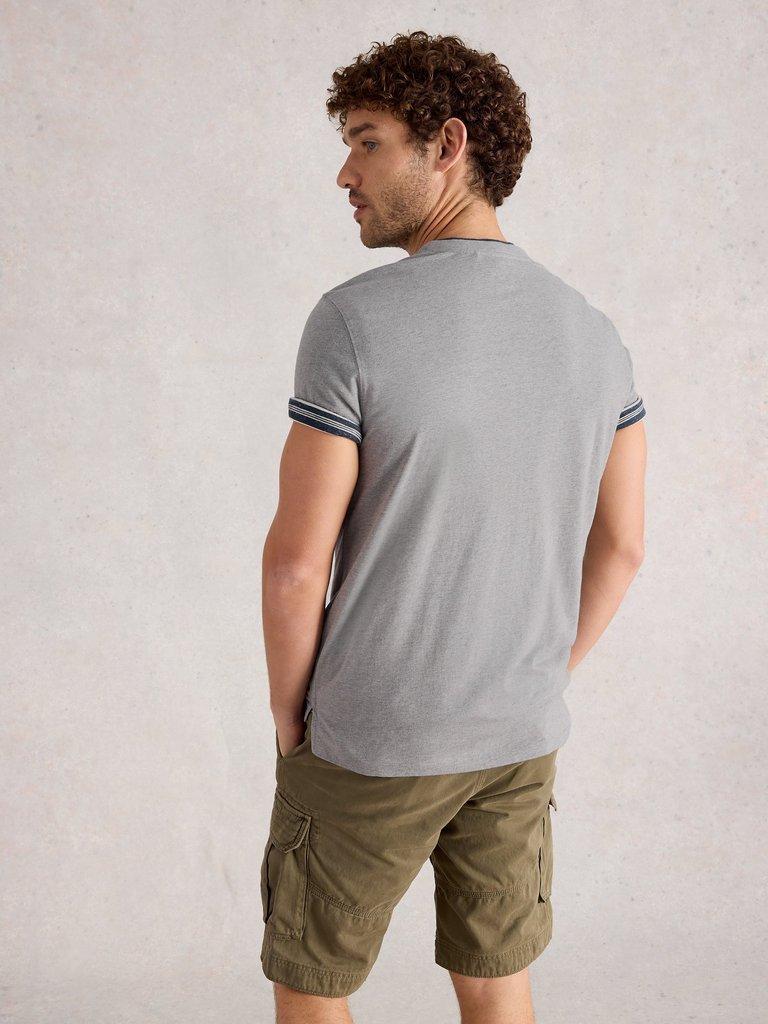Abersoch Graphic Fish Stripe in GREY PR - MODEL BACK