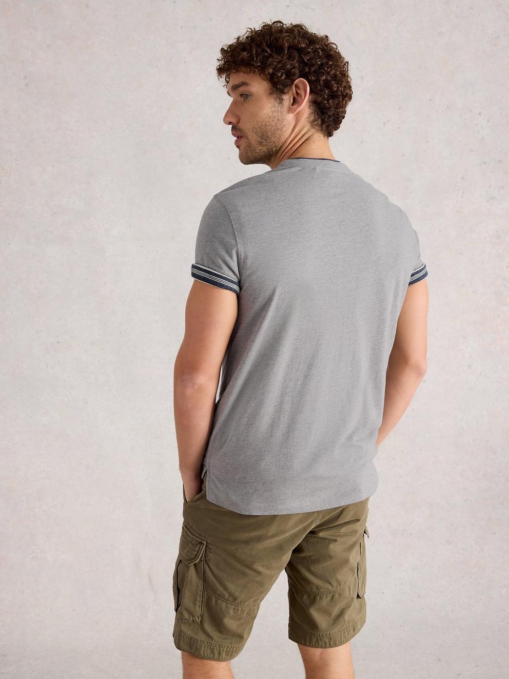 Abersoch Graphic Fish Stripe in GREY PR - MODEL BACK