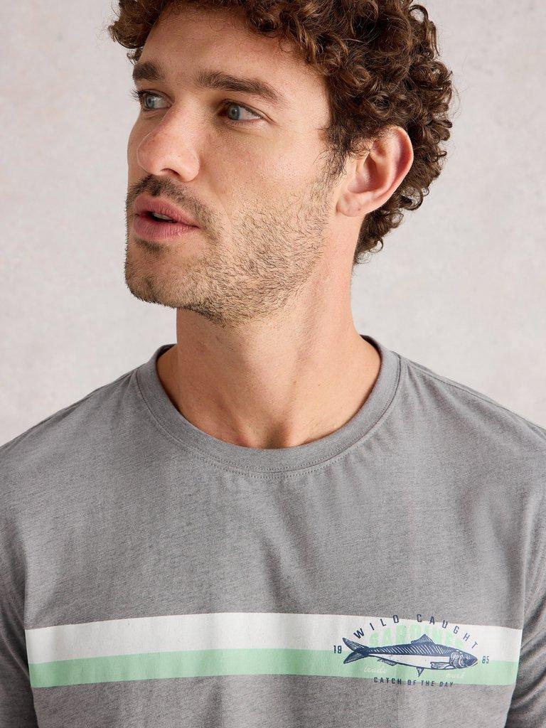 Abersoch Graphic Fish Stripe in GREY PR - MODEL DETAIL