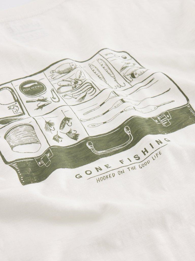 Abersoch Graphic Gone Fishing in WHITE PR - FLAT DETAIL