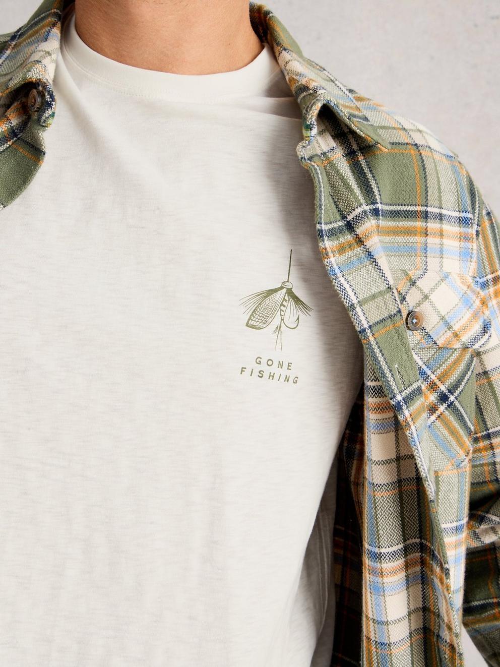 Abersoch Graphic Gone Fishing in WHITE PR - MODEL BACK