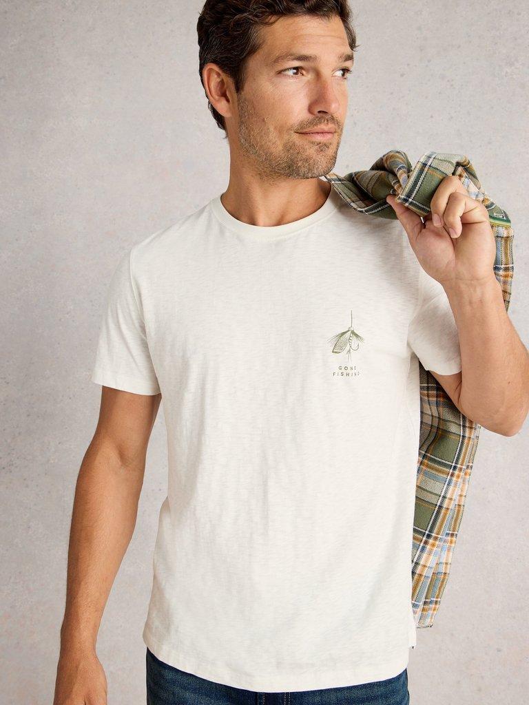 Abersoch Graphic Gone Fishing in WHITE PR - MODEL DETAIL