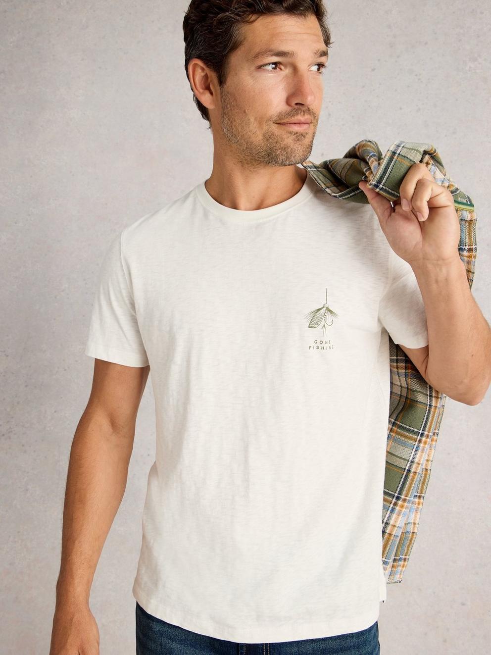 Abersoch Graphic Gone Fishing in WHITE PR - MODEL DETAIL