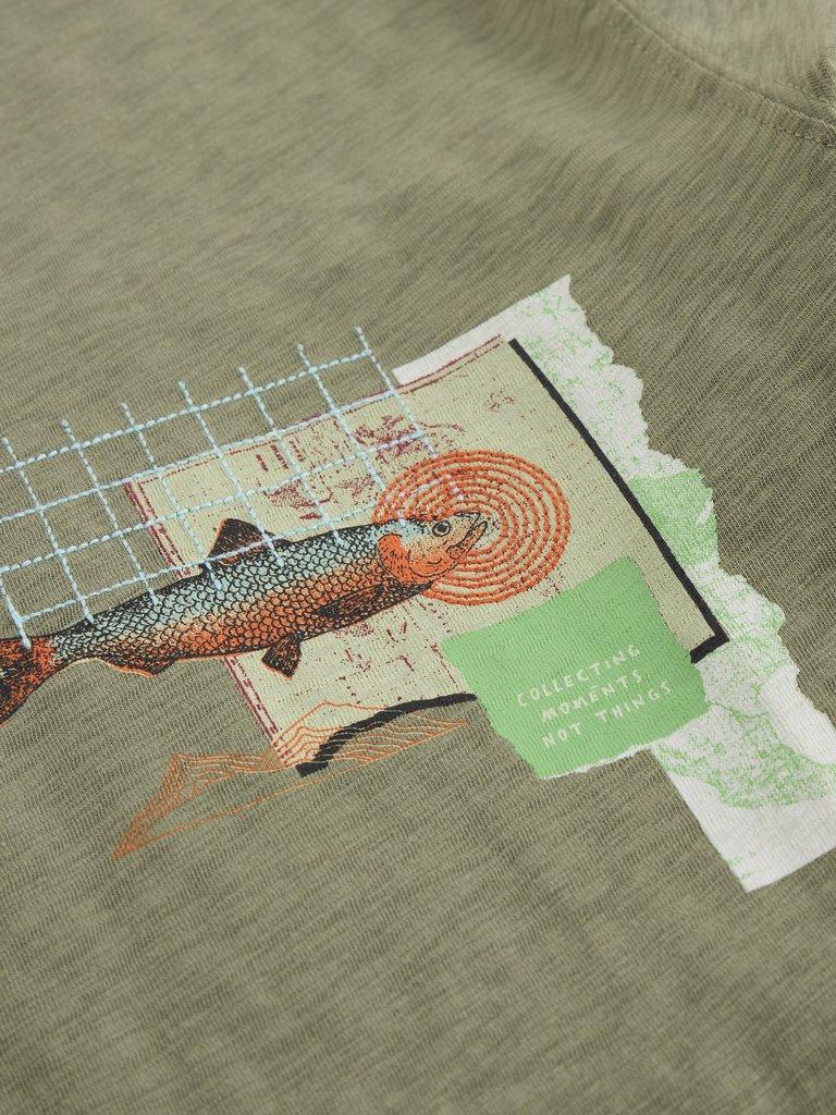 Abersoch Graphic Map Fish in GREEN PR - FLAT DETAIL