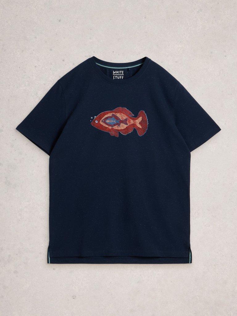 Abersoch Graphic Nep Fish in NAVY PR - FLAT FRONT