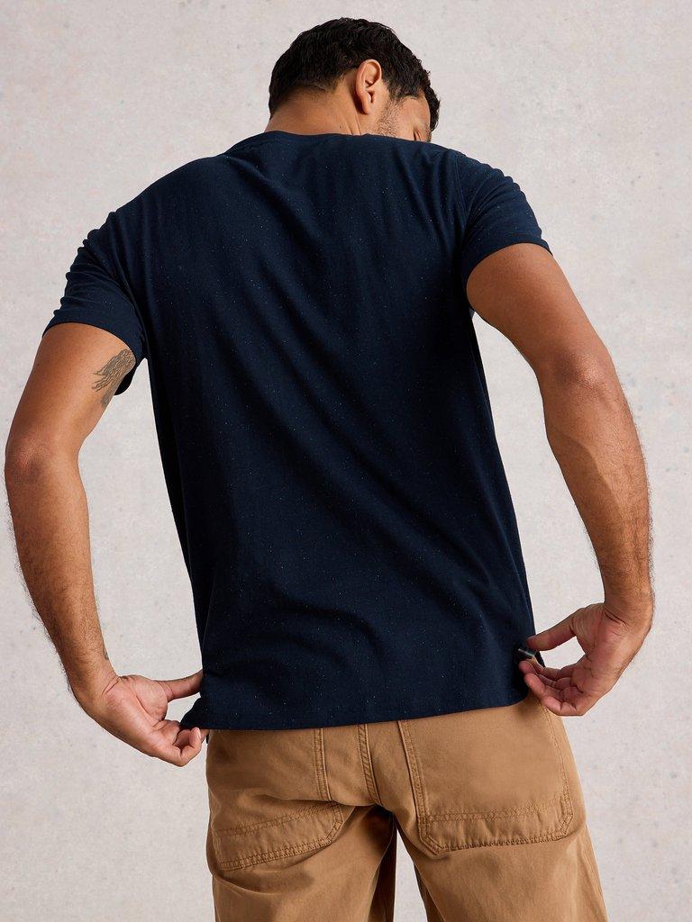 Abersoch Graphic Nep Fish in NAVY PR - MODEL BACK