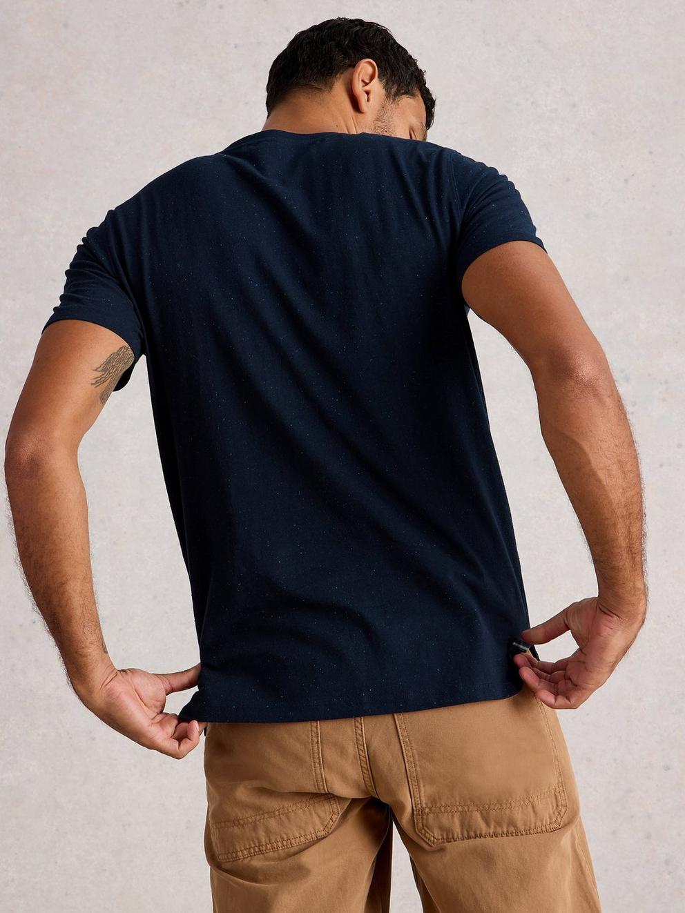 Abersoch Graphic Nep Fish in NAVY PR - MODEL BACK