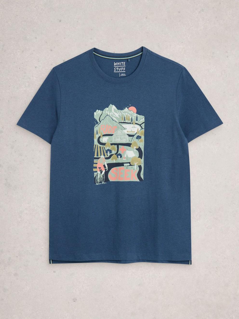Abersoch Graphic Ride  Seek in BLUE PR - FLAT FRONT