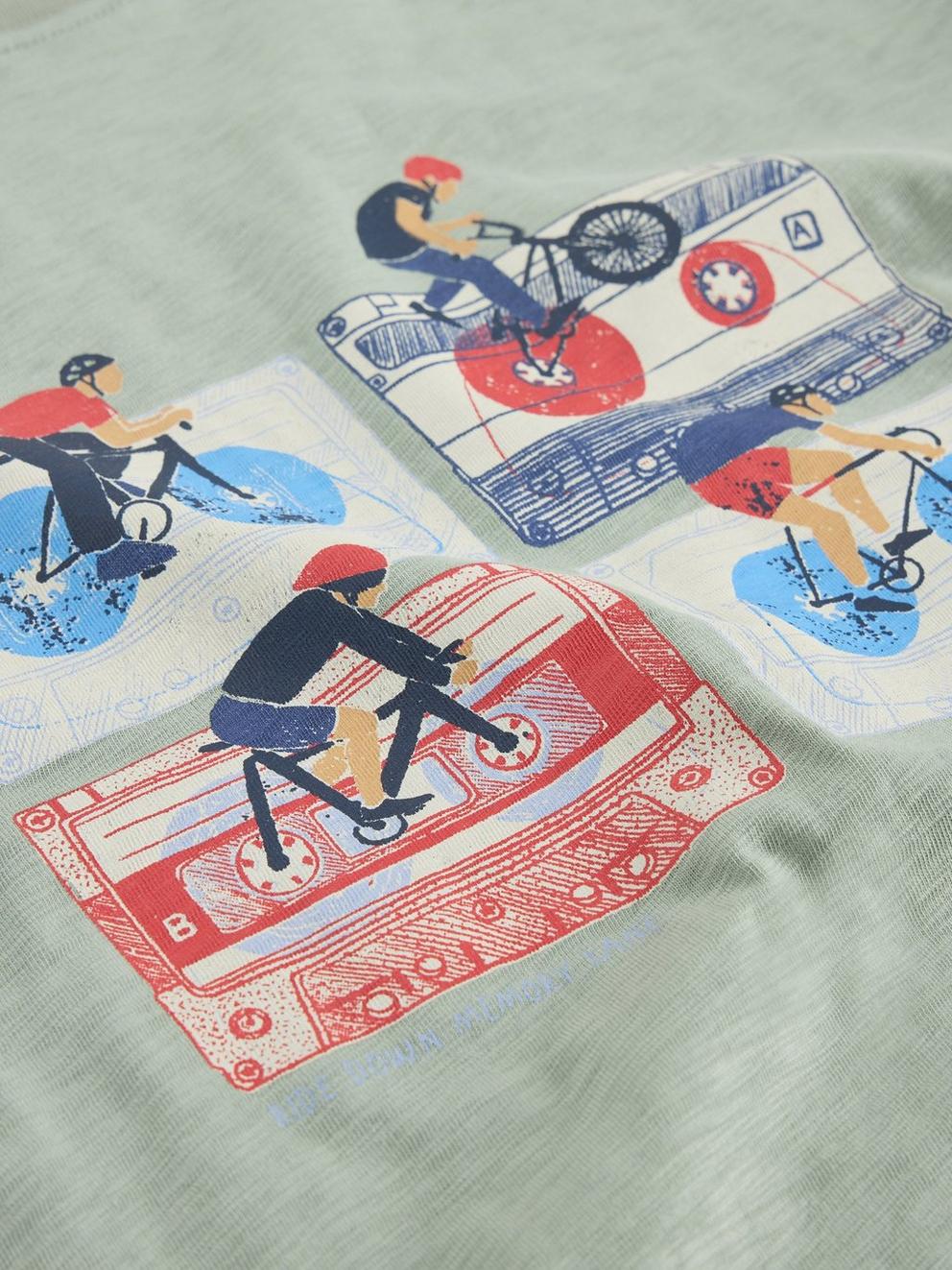 Abersoch Graphic Tape Bike in GREEN PR - FLAT DETAIL