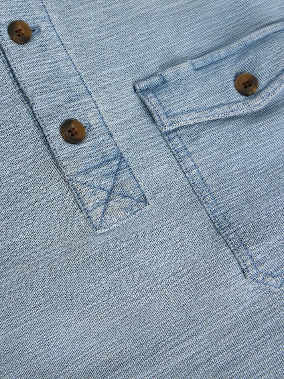 Fenton Slub Pop Over in LGT BLUE - FLAT DETAIL