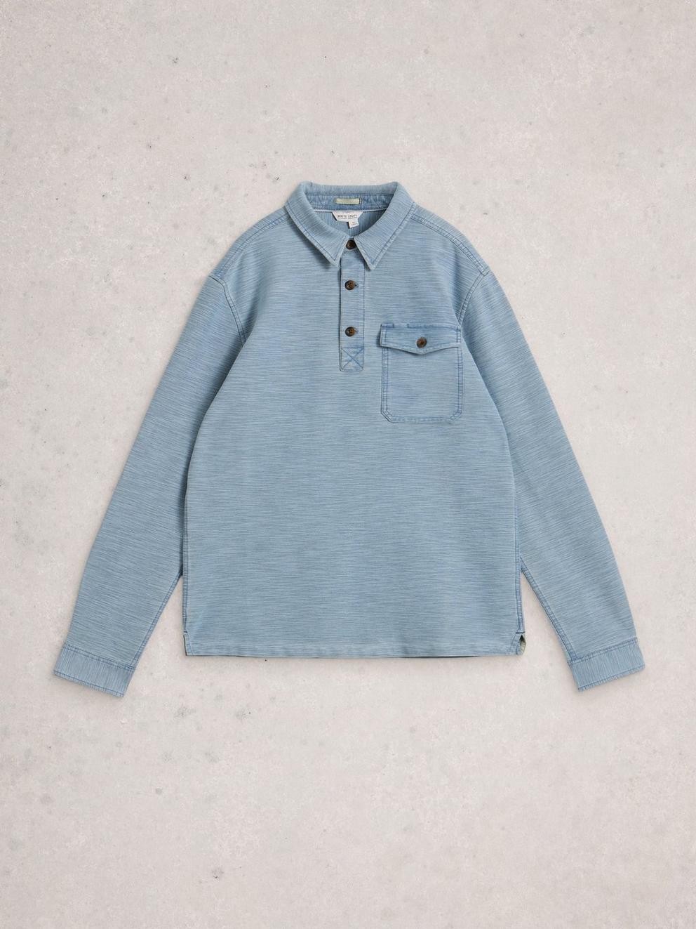 Fenton Slub Pop Over in LGT BLUE - FLAT FRONT